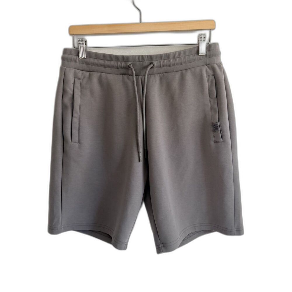 Cory Vines Mens Large Gray Taupe Drawstring Stretch Athletic Lounge Shorts 8.5"